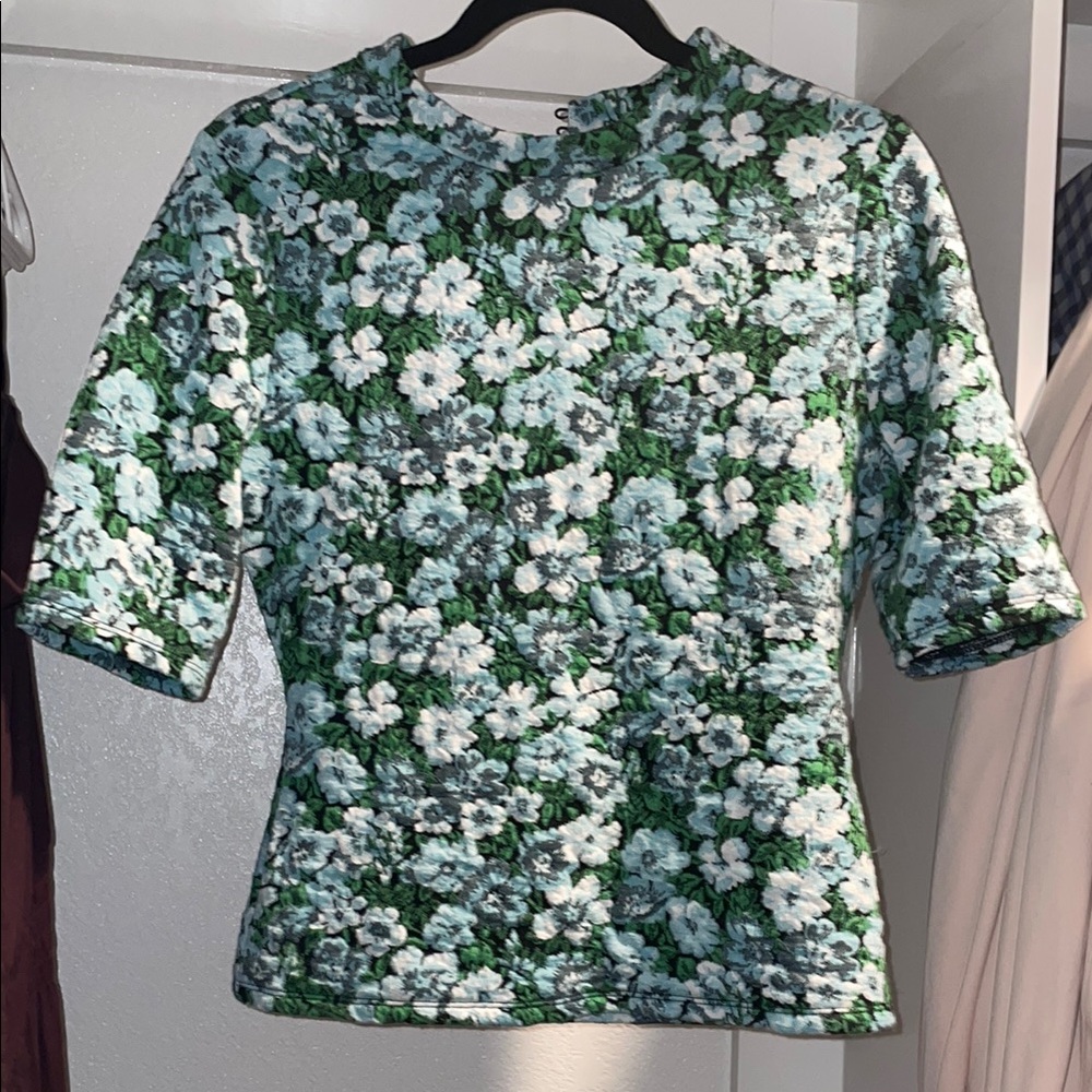 Maeve Green 3/4 Sleeve Fitted Blouse